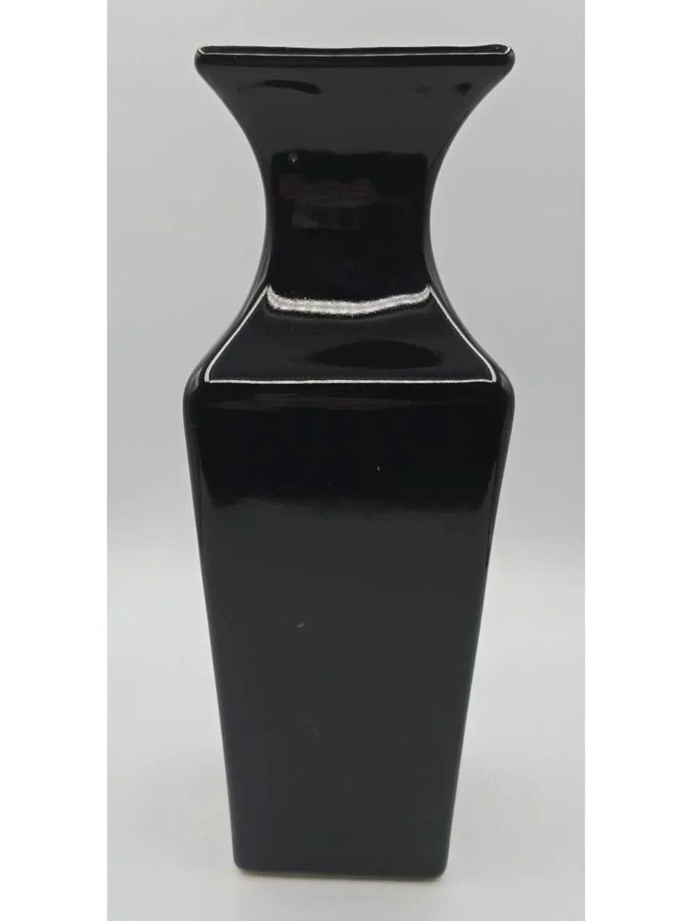 Haeger Floral Black Ceramic Modern Vase 616-05 USA 2004 12